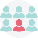 Icon of 6 people with 1 shaded