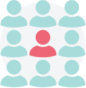 Icon of 9 people with 1 shaded